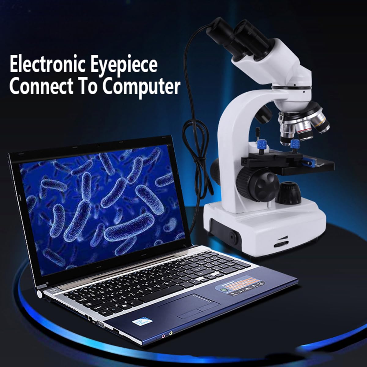 Microscopio binoculare Composto, oculari 30000X, Messa a Fuoco Regolabile, Distanza interpupillare, Sorgente Luminosa, Laboratorio per Adulti, microscopi biologici, con oculare elettronico