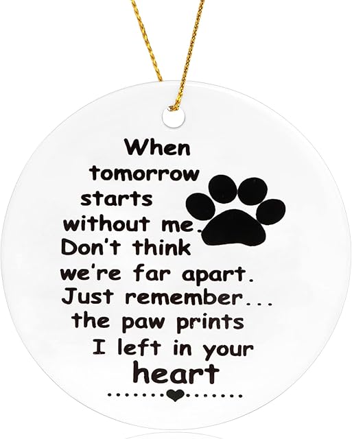 Pet Memorial Ornament Christmas Tree Hanging Ornaments When Tomorrow Starts Without Me Don't Think We're Far Apart Just Remember The Paw Prints I Left in Your Heart Christmas Ornaments 2022