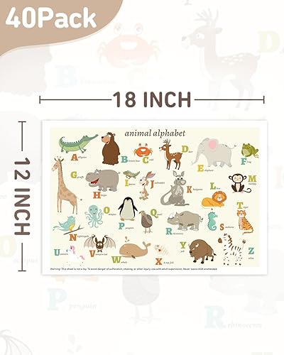 Miniatura 8 de Paquete de 40 manteles individuales desechables adhesivos para bebés y niños, manteles individuales adhesivos de 12 x 18 pulgadas, manteles