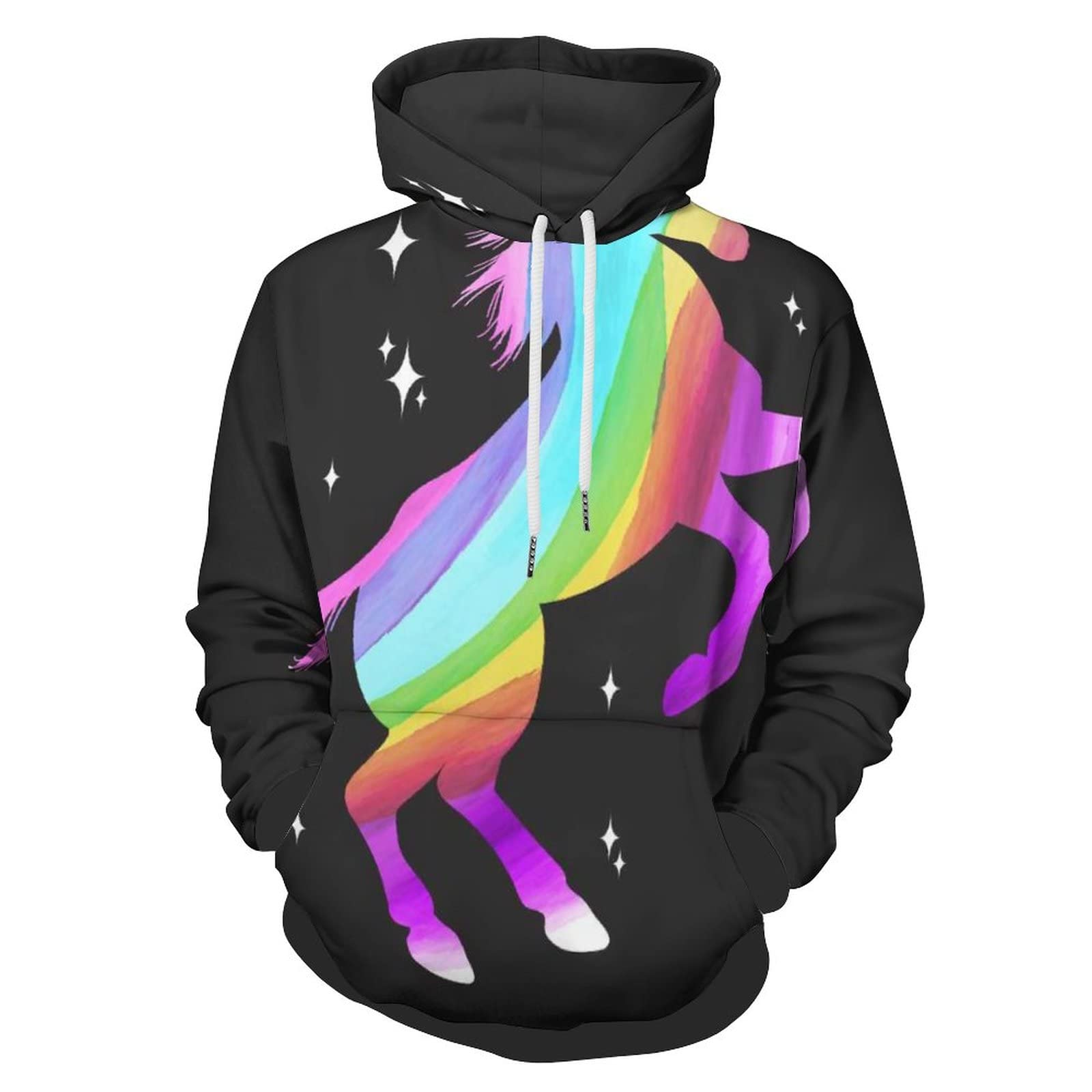 Adult Hoodie Rainbow Unicorn Sweatshirts Hoody With Pocket For Men Women