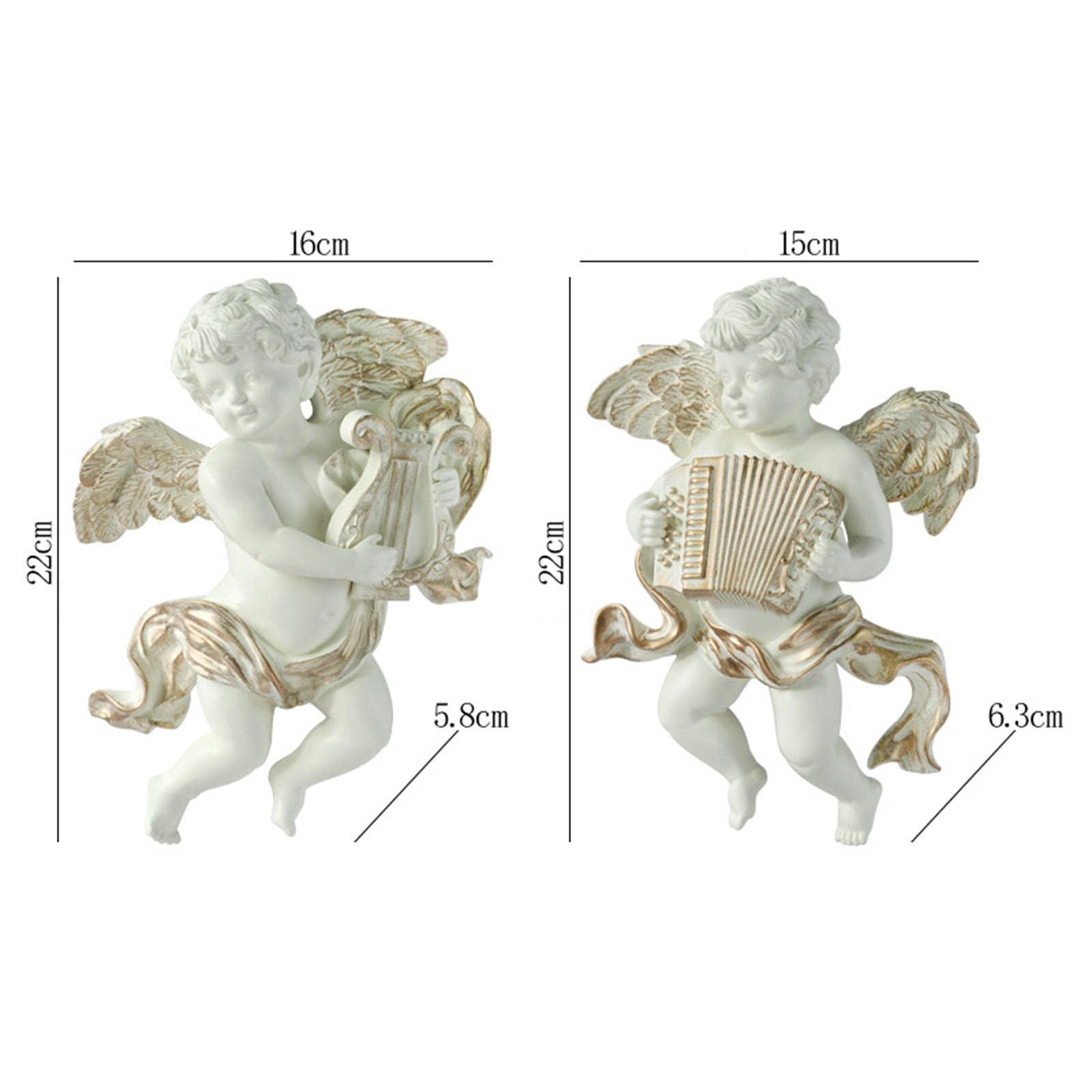 perfk 2X Statuette di Statue di Angeli Adorabili cherubino da Parete appese rezzate Decorative per barchurch Camera da Letto casa, a