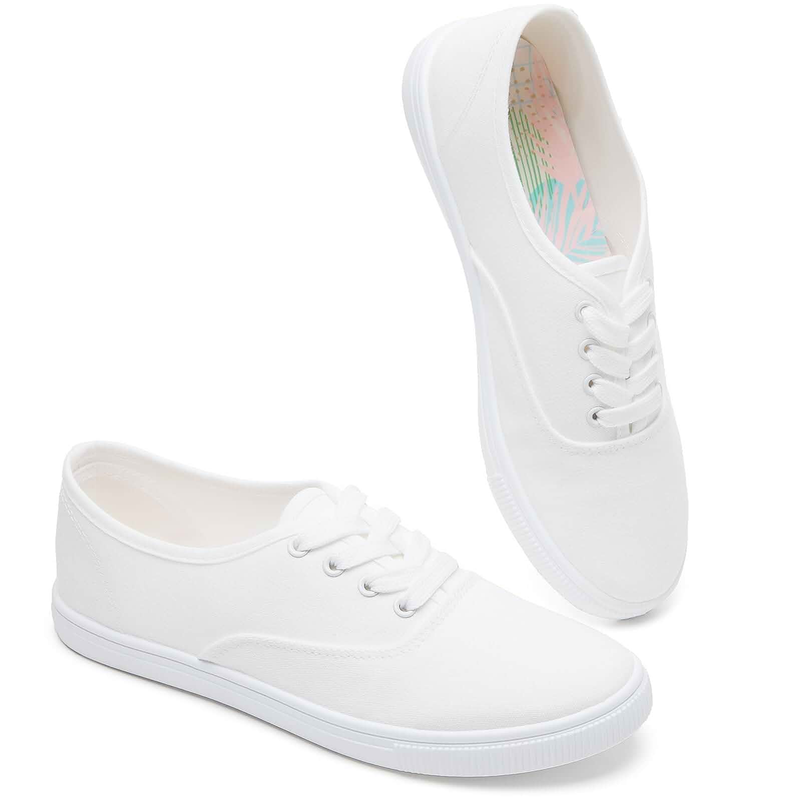 FRACORA Womens White Sneakers,Canvas Shoes for Women,Slip on Tennis Shoes Classic Canvas Sneakers Low Top Shoes Comfortable Lightweight Casual Shoes,Daily Life Travel