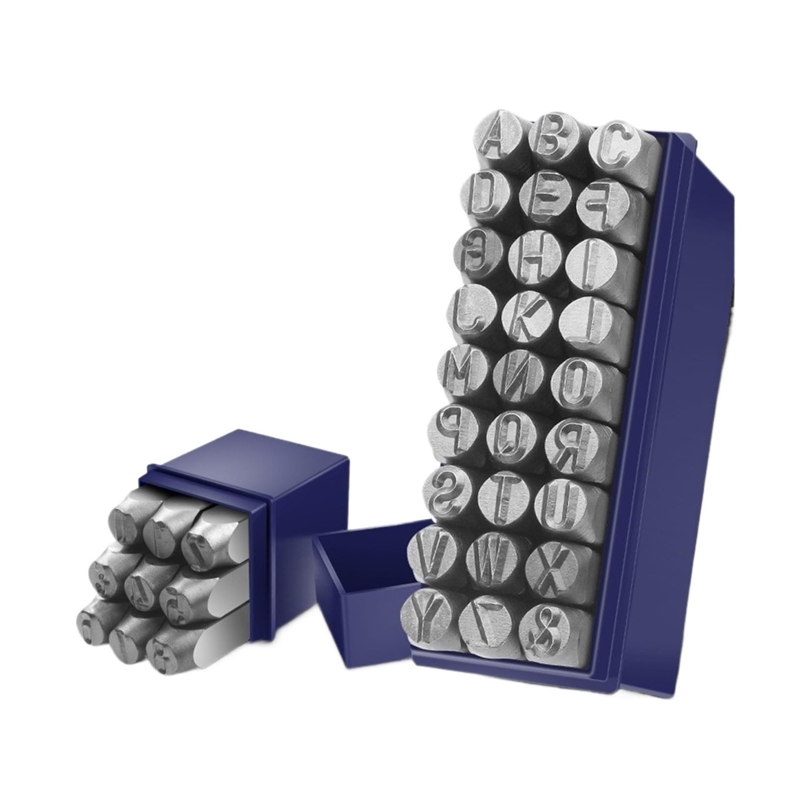 Zestaw stempli z literami i cyframi, Zestaw stempli z numerem listu dziurkaczy ze stali stopowej pudełkiem do przechowywania 3-8 mm(8mm Letter)