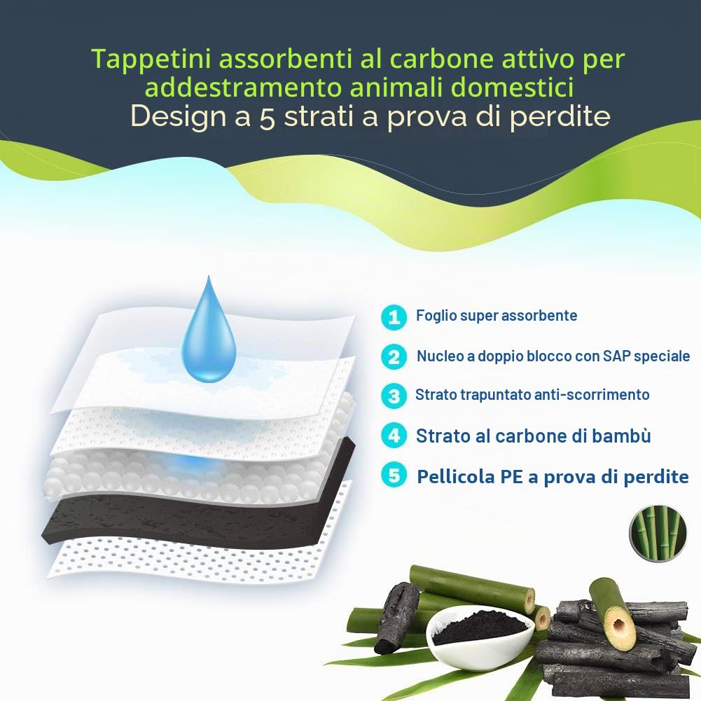 Dono - Tappetini da addestramento monouso al carbone attivo, per cani, super assorbenti, neutralizzano l’odore dell’urina, misura S, M, L, XL