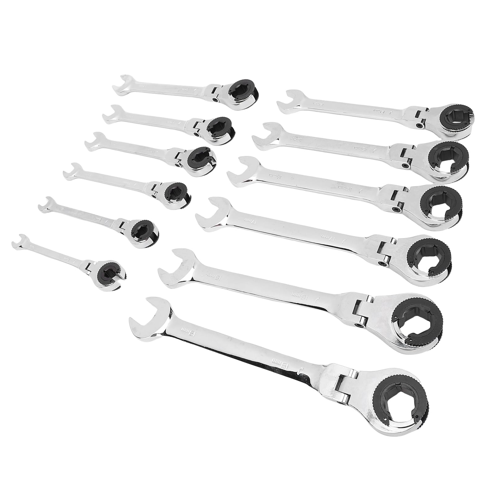 Kit de Llaves de Trinquete Ajustables Tamaños Métricos Versátiles Ideal para Apretar Tuercas Acero CRV 12 Piezas para Aire Acondicionado