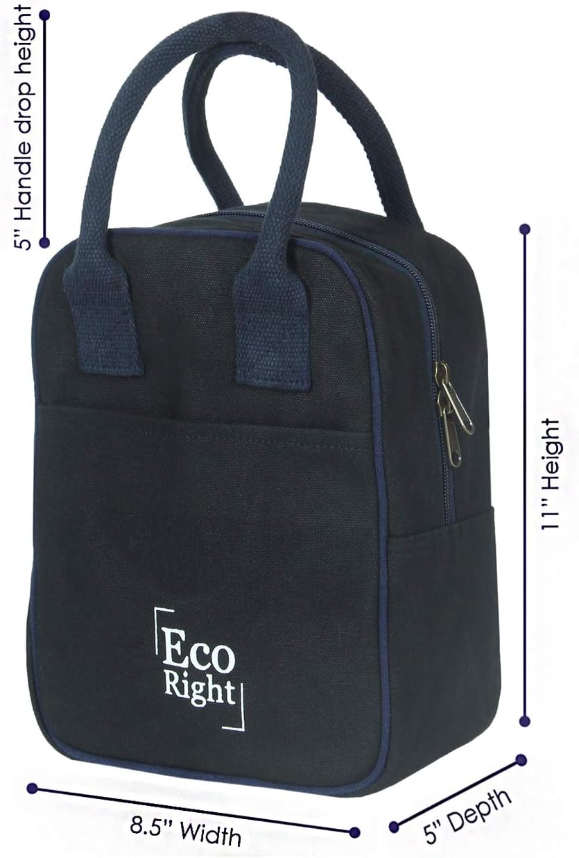 Eco Right Insulated Lunch Bag for Men Lunch Bags for Women & Kids for Work & School, Plain Black - Image 4