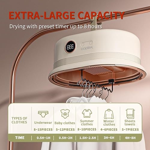 Miniatura 3 de Secadora de ropa eléctrica de próxima generación, secadora de ropa portátil eléctrica - Mini secadora de ropa de 600 W para apartamento, dormitorio,