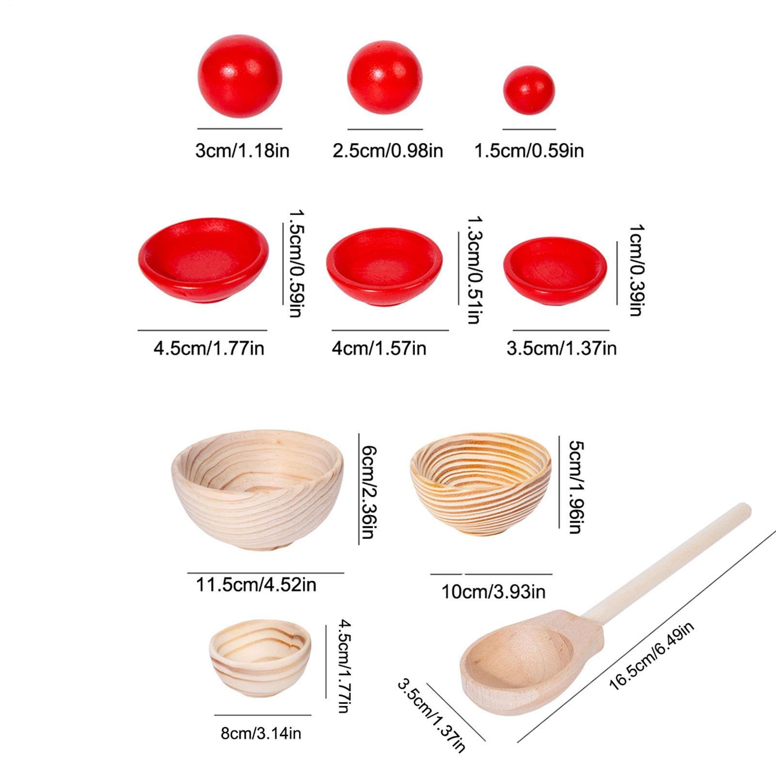 Générique Farbe für – Farbsortier-Set aus Holz mit Bällen, Tellern und | Löffeln, verschiedene Größen, vorschulisch, Feinmotorik