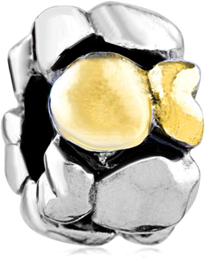 CharmsStory Silver Plated Bulge Two Tone Plated Charm Fits Pandora Bead Bracelet