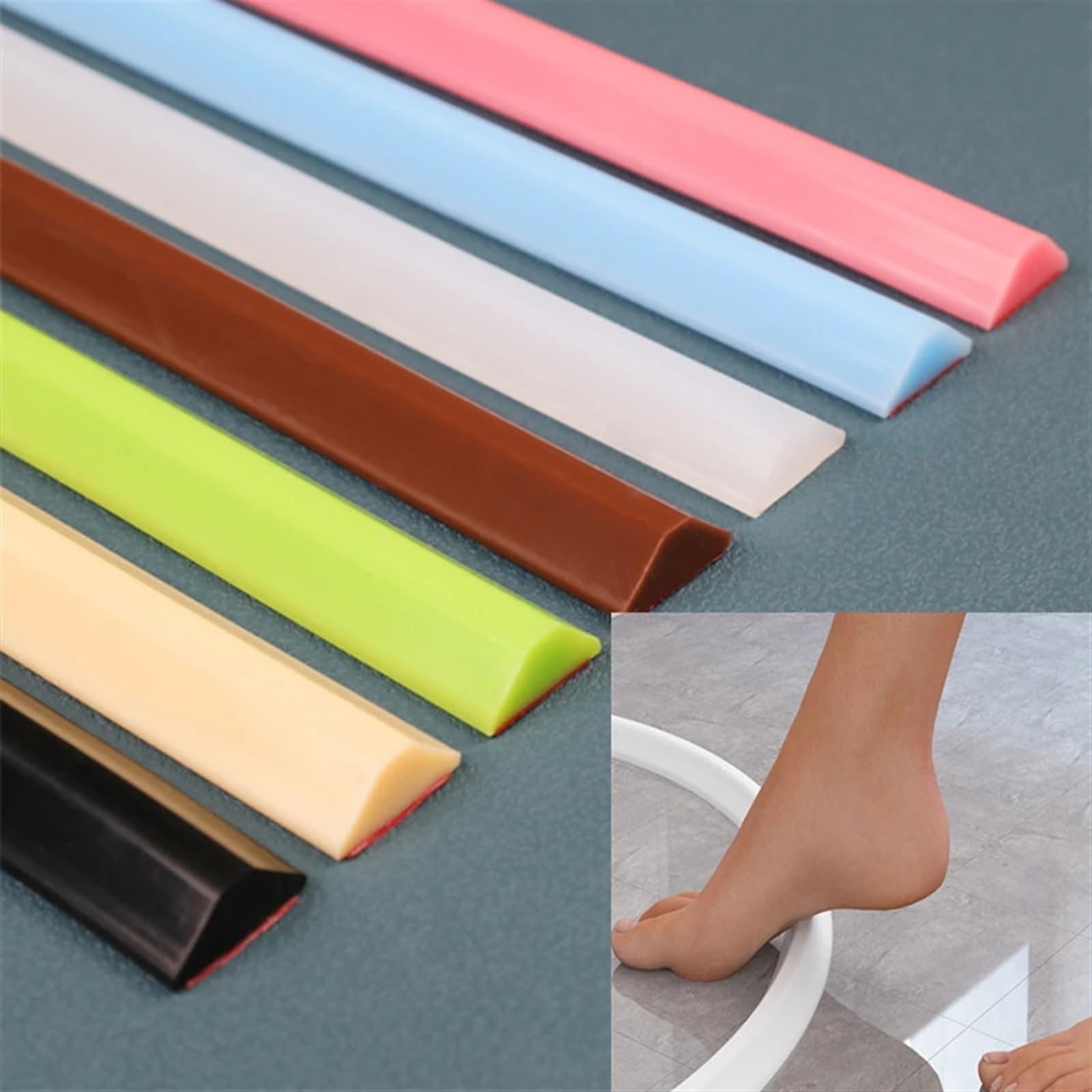 Junta Para Mampara de Ducha Separación de ropa seca y húmeda, tapón de agua for baño, barrera contra inundaciones, presa de goma, bloqueador de agua de silicona, tira de sellado no deslizante(Grey,200