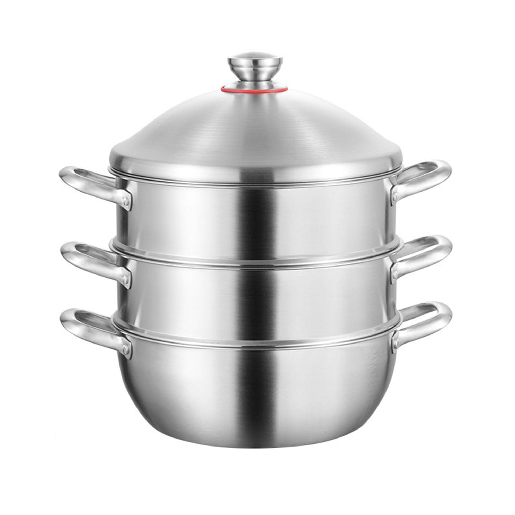 30 cm großer 3-stöckiger Dampfgartopf aus 316L-Edelstahl mit Deckel | Mehrschichtiger Suppentopf mit großem Fassungsvermögen for alle Herdarten