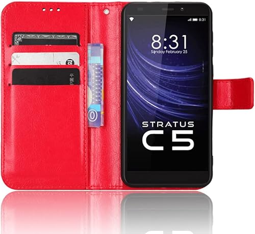 Miniatura 3 de Funda compatible con Honor 50 5G, de piel sintética, con función atril y función atril compatible con Honor 50 5G, cierre magnético, color rojo
