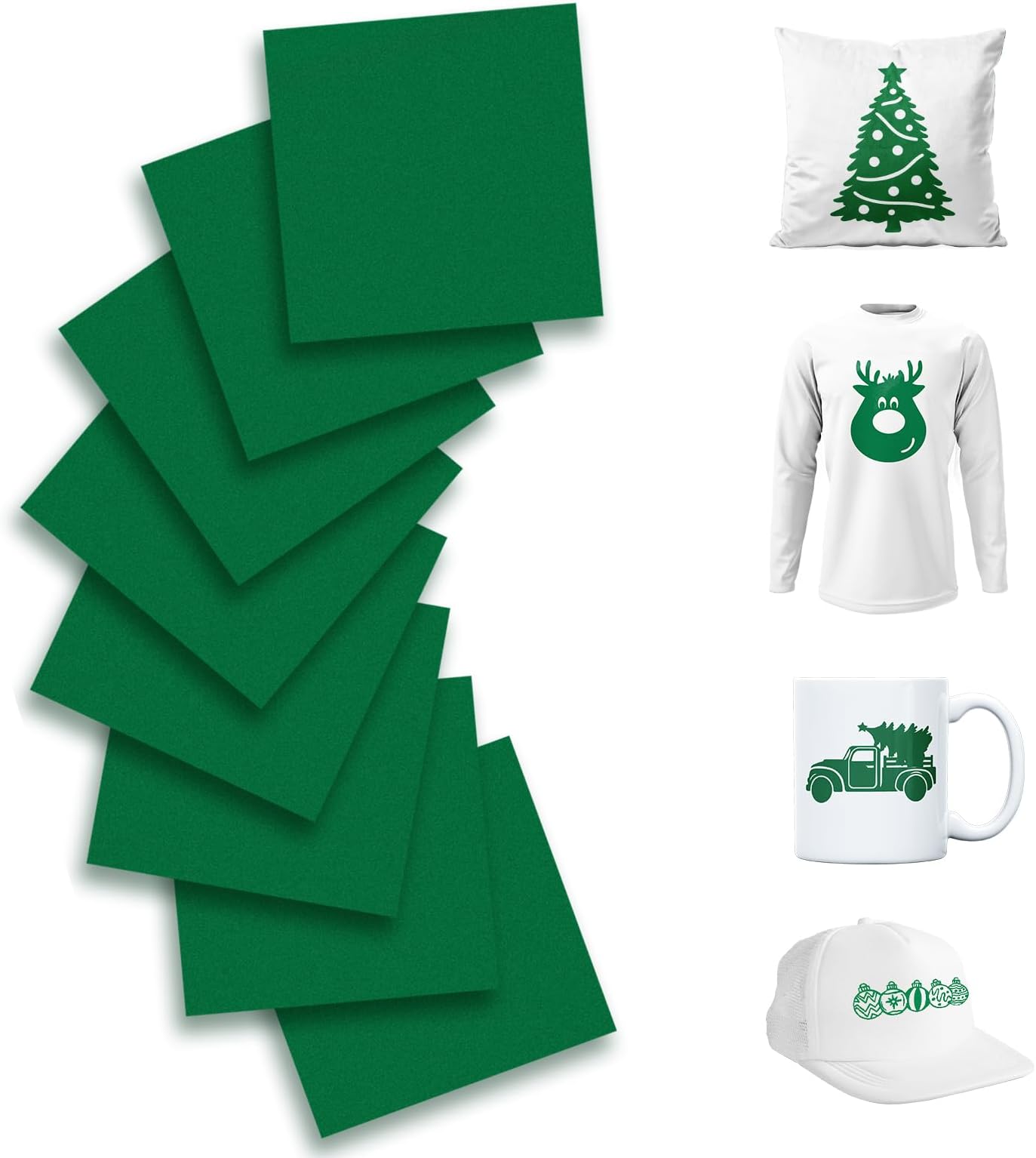Infusible Transfer Ink Sheets Bundle for Cricut Mug Press,Infused Ink Paper for Sublimation,8Pcs 12x11.8Inch Solid Green Pre-Inked Sublimation Transfer Paper for Poly Fabric/Coaster