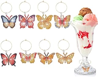 8 Pcs Diamond Painting Wine Glass Recognizer, 5D Diamond Hanging Ornament Kits, DIY Special Shaped Diamond Dot Kits (Colorful5)