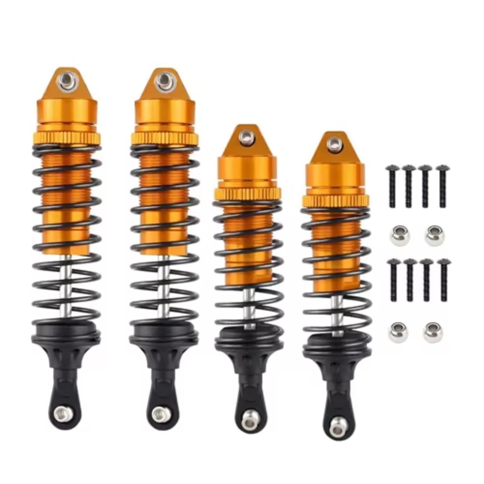 Akcesoria do Traxxas do Slash 4WD 1/10, 4 sztuki, amortyzatory z przodu i z tyłu, zamontowane amortyzatory RC części samochodowe (żółte)