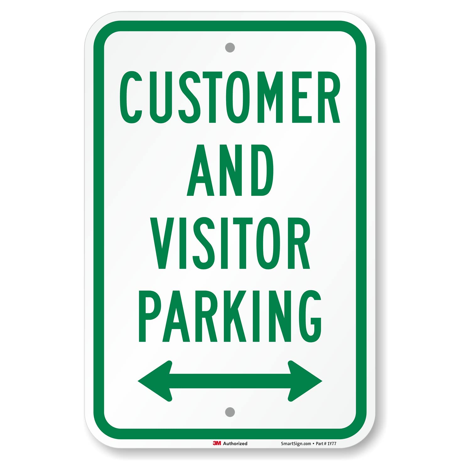 SmartSign-K-5661-EG "Customer and Visitor Parking" Sign with Bi-directional Arrow | 12" x 18" 3M Engineer Grade Reflective Aluminum