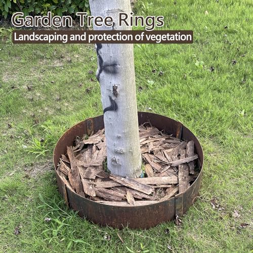 BUYYAH Cor-Ten Steel Landscape Edging with Rust Patina Finish, Pre-Rusted Cor-Ten Circular Tree Ring Edging Kit, 5 FT Diameter, 8 in Tall- Round Design - No Manual Bending Required by BUYYAH - Image 2
