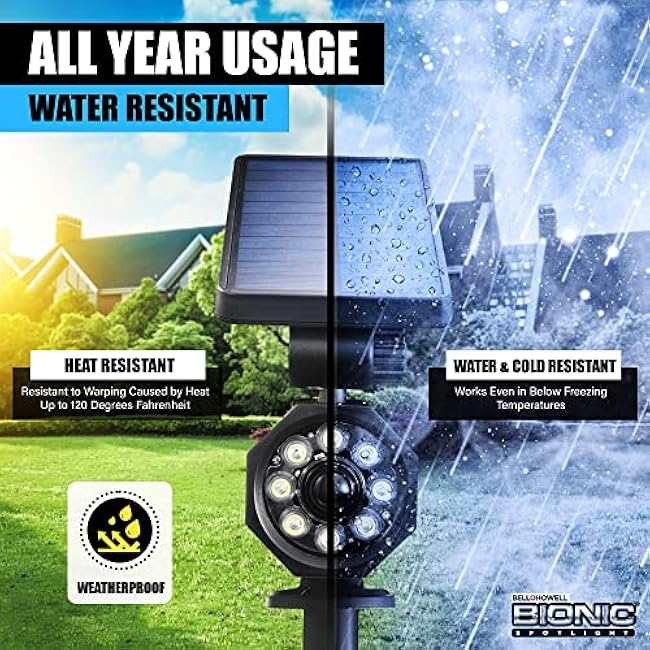 Bell+Howell Bionic Spotlight Motion Solar Spot Lights Outdoor Waterproof, Landscape Light, Outdoor Solar Yard Lighting Weather Resistant, Super Bright LED Lights, for Garden, Lawn As Seen On TV