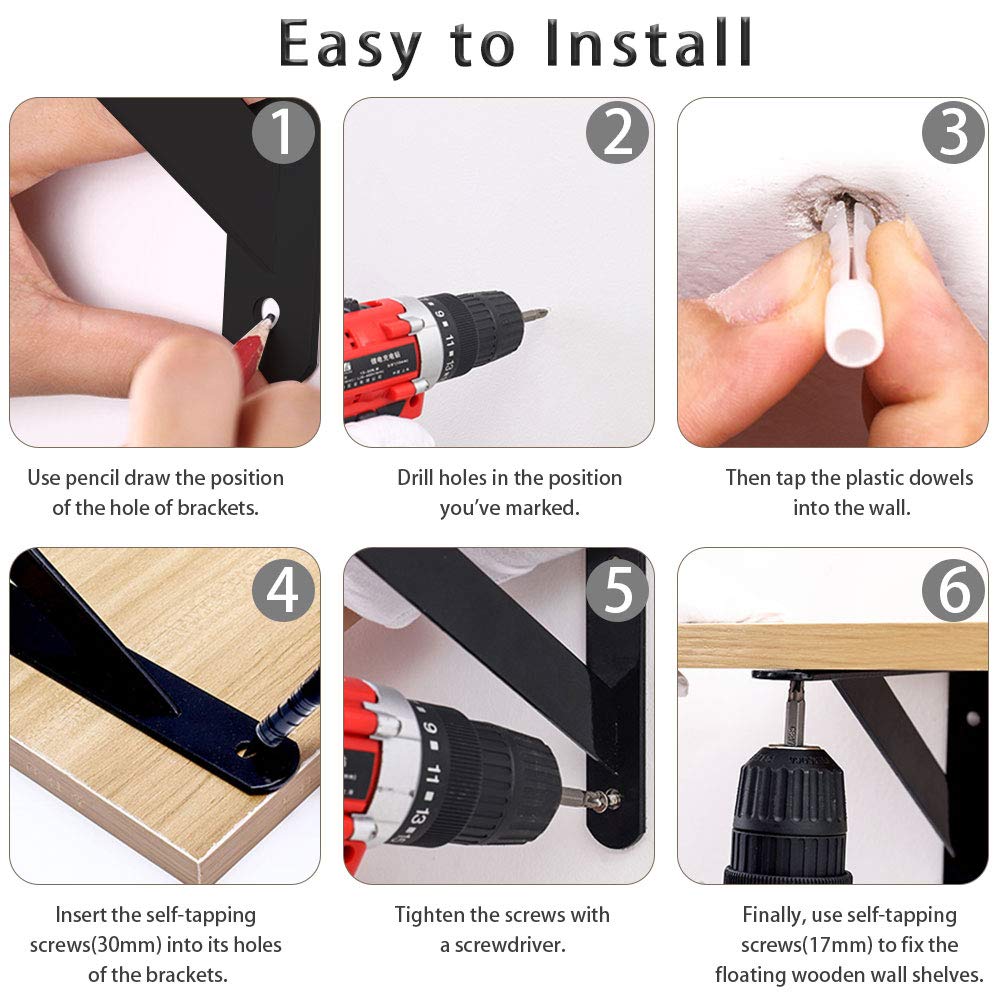 Buy BUZIFU 4 Pcs Shelf Brackets Heavy Duty Metal Shelf Brackets Triangle Shelving Bracket Right