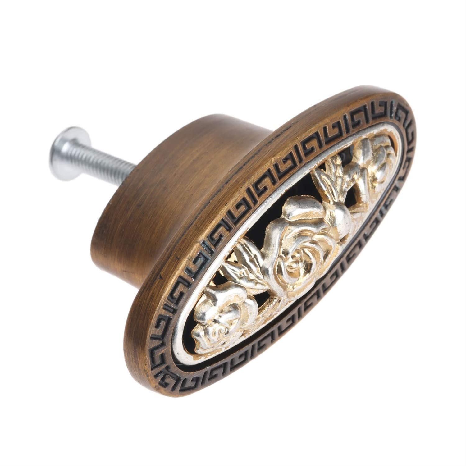 SAJMAKUWLA Antique Brass Cabinet Drawer Handles 1Pcs Zinc Alloy Door Furniture Pull Knobs Single Hole 96mm 128mm(Single Hole)