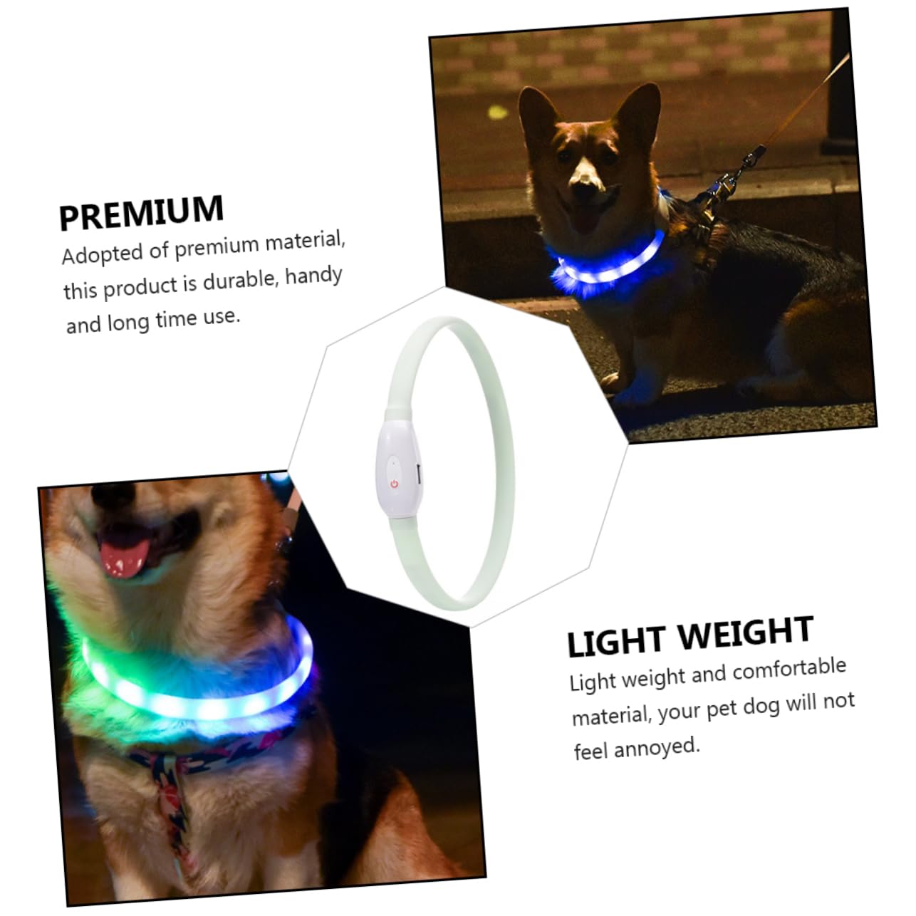 Beavorty 2juegos Collar Led Luminoso para USB Recargable Collar De De Prueba De Agua para Paseos y Seguridad De Mascota