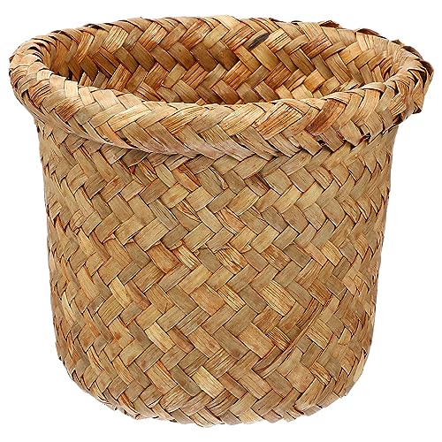 Caneca de basura pequeña trenzada de ratán para baño y cocina