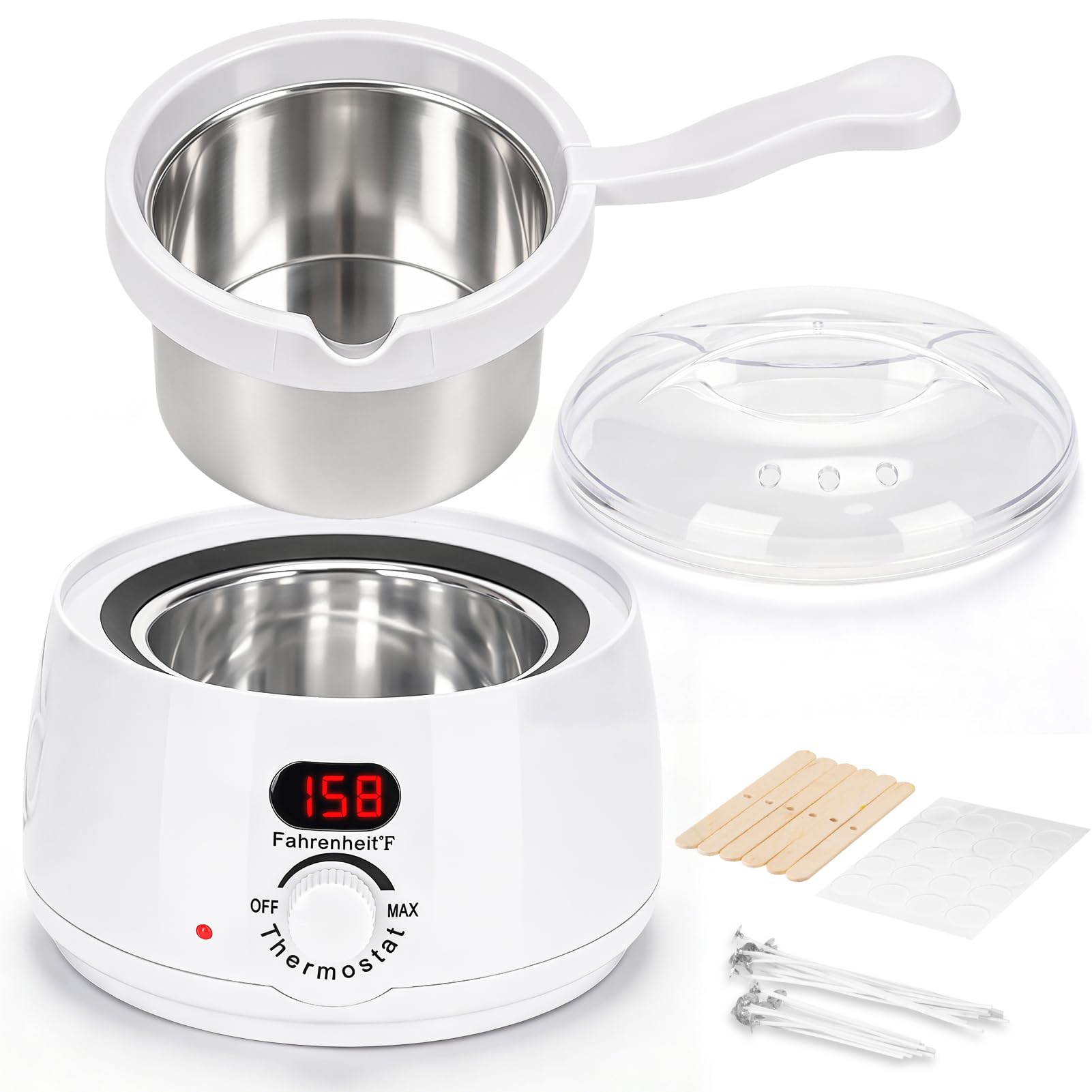 ZEROMX Candle Wax Melter with Pour Spout and Detachable Inner Pot, Electric Digital Wax Heater Candle Making Kit for Adult Beginners, for Candle Making and Soaps, Kit Includes Wicks, Stickers