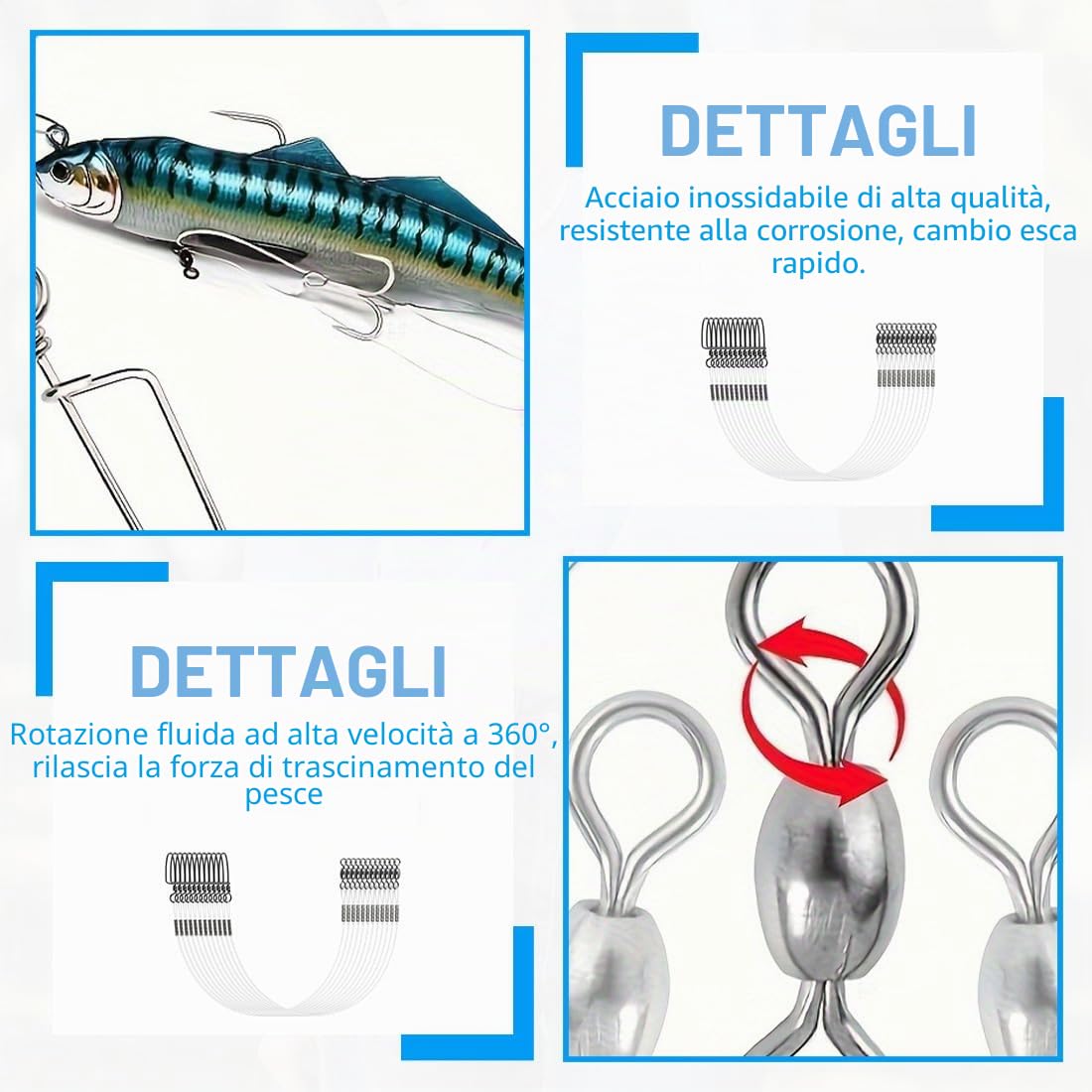 12 Pezzi Leader di pesca del fluorocarbon Leader del fluorocarbon per la pesca d'acqua dolce linea di piombo del fluorocarbon con le girelle Spinning o Ami Carpfishing Trasparenti