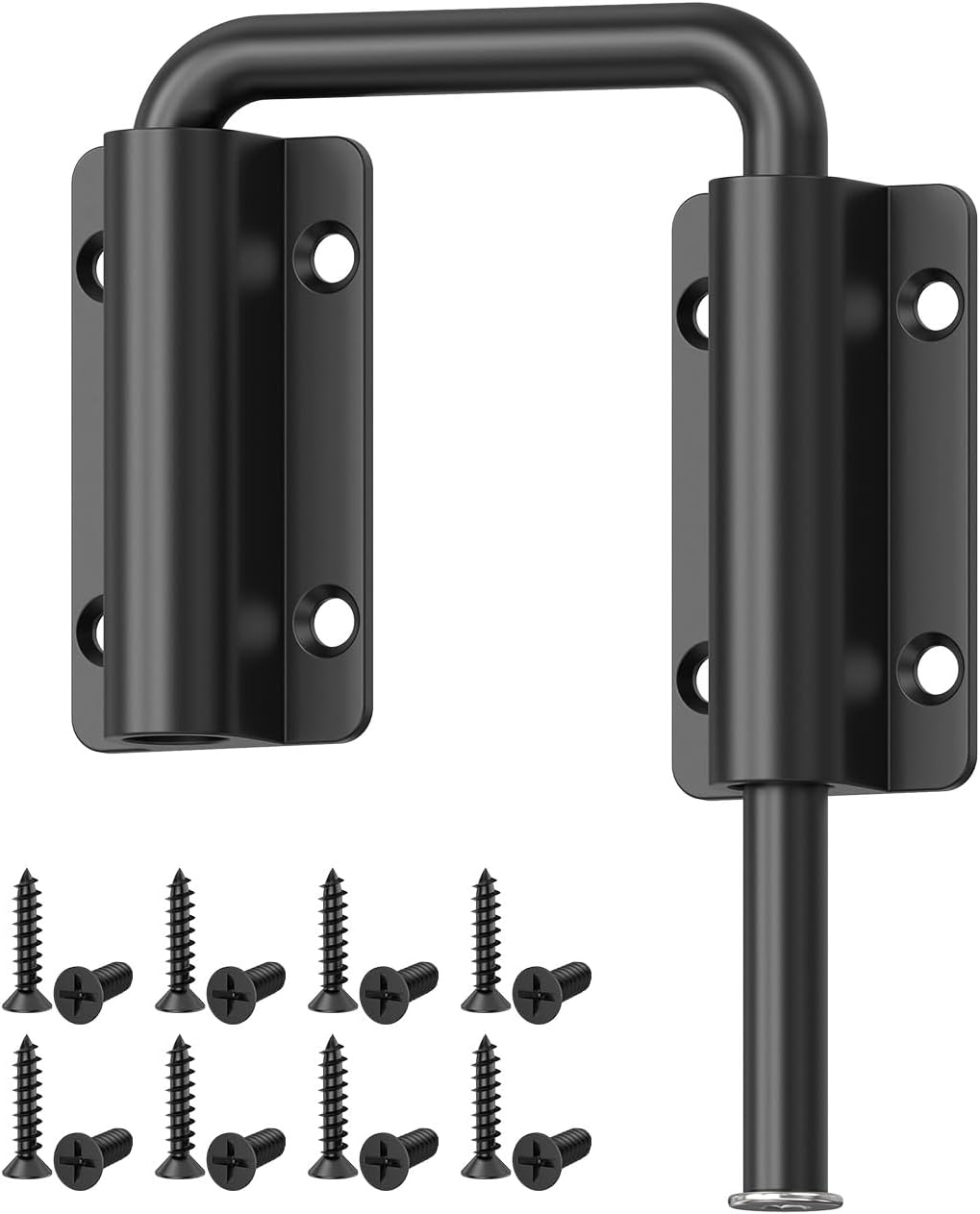 Upgraded Sliding Door Loop Lock, 90/180 Degree Multi-Angle Aluminum Alloy Gate Latches for Barn Door, Closet, Fence, Window, Patio - Security U-Bolt Latch Locks (Black-1PC)
