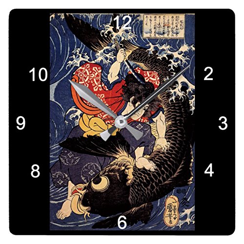 大迫力　歌川国芳　鬼若丸の鯉退治　壁掛け水晶画 展示品現品価格大迫力歌川国芳鬼若丸の鯉退治壁掛け水晶画