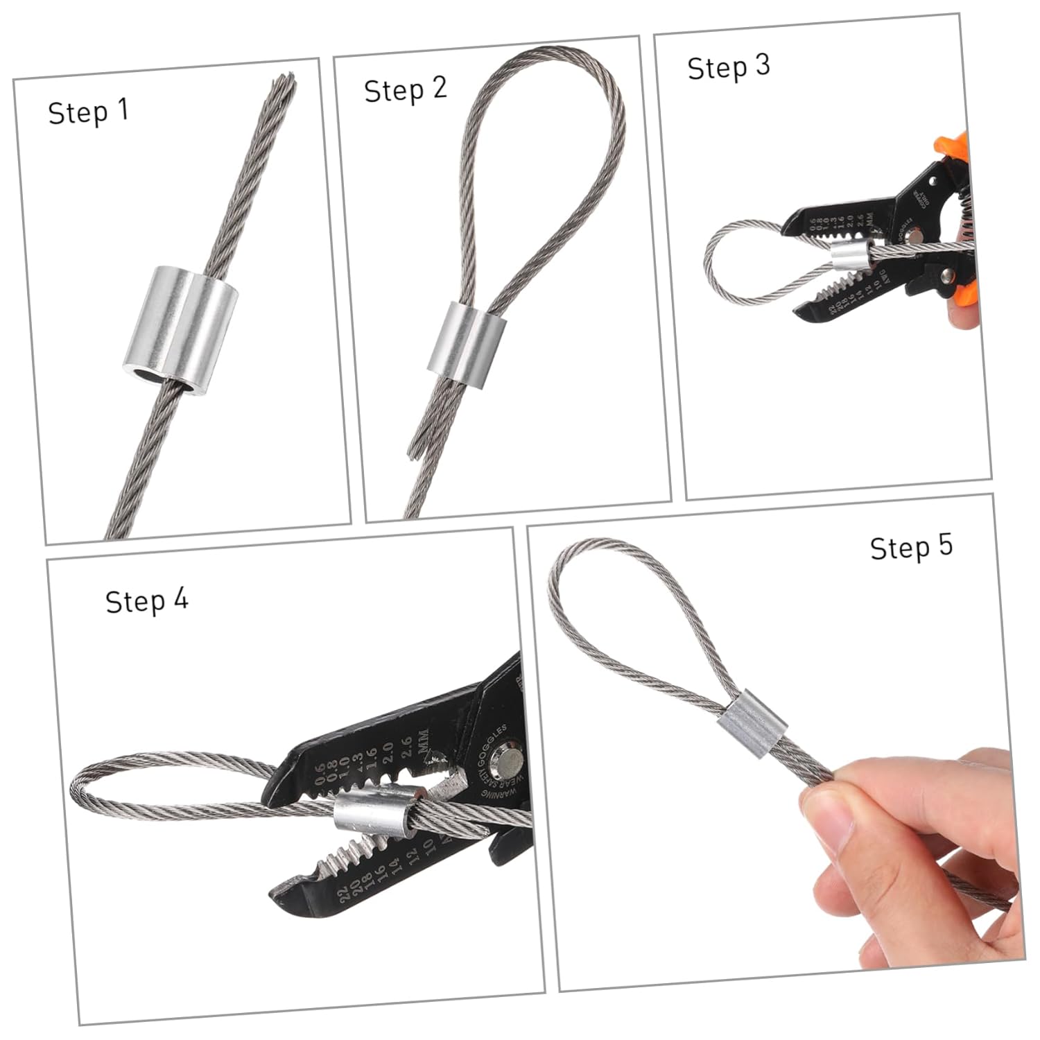 PRETYZOOM 1Roll Stainless Steel Wire Rope Craft Steel Wire for Hanging Fencing and Various Applications High Strength and Flexible Design Ferrules Included