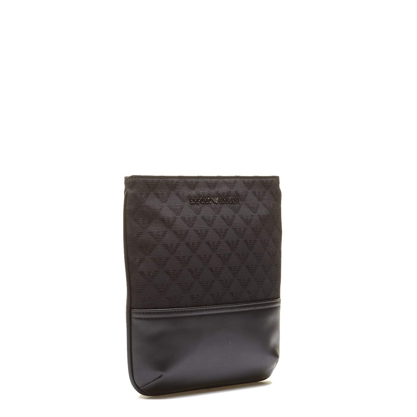 Emporio Armani Men's Black Jaquard Logo Cross Body Bag Cross Body Bag One Size