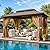 Breezestival 10x12FT Hardtop Gazebo, Metal Frame with Double Galvanized Steel Roof, Permanent Outdoor Pergola with Curtains and Netting Included for Backyard, Patio, Lawn and Garden, Brown