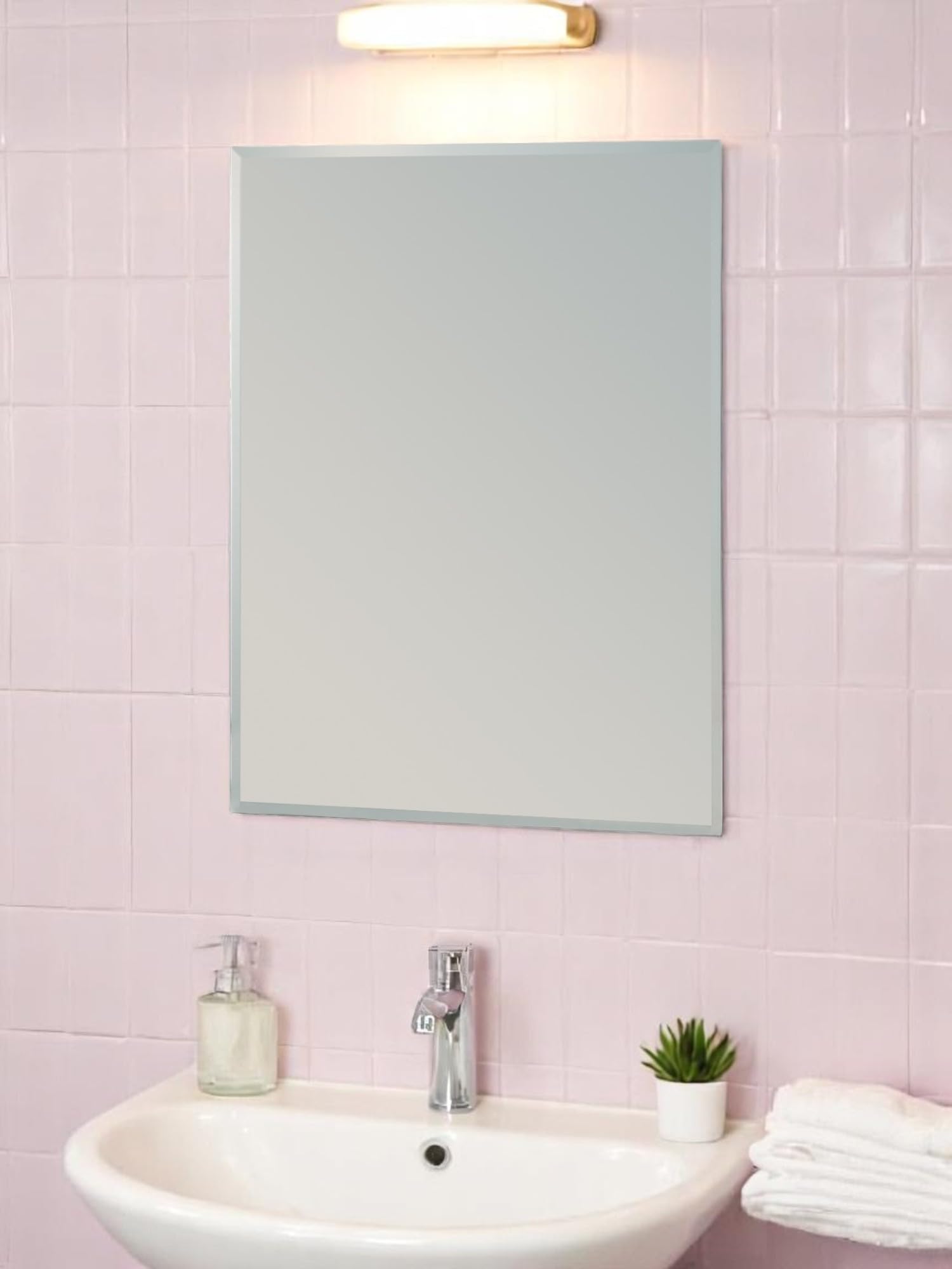 Showerdrape Fairmont Frameless Bevelled Edge Bathroom Mirror 60 x 45cm - Rectangular - Silver