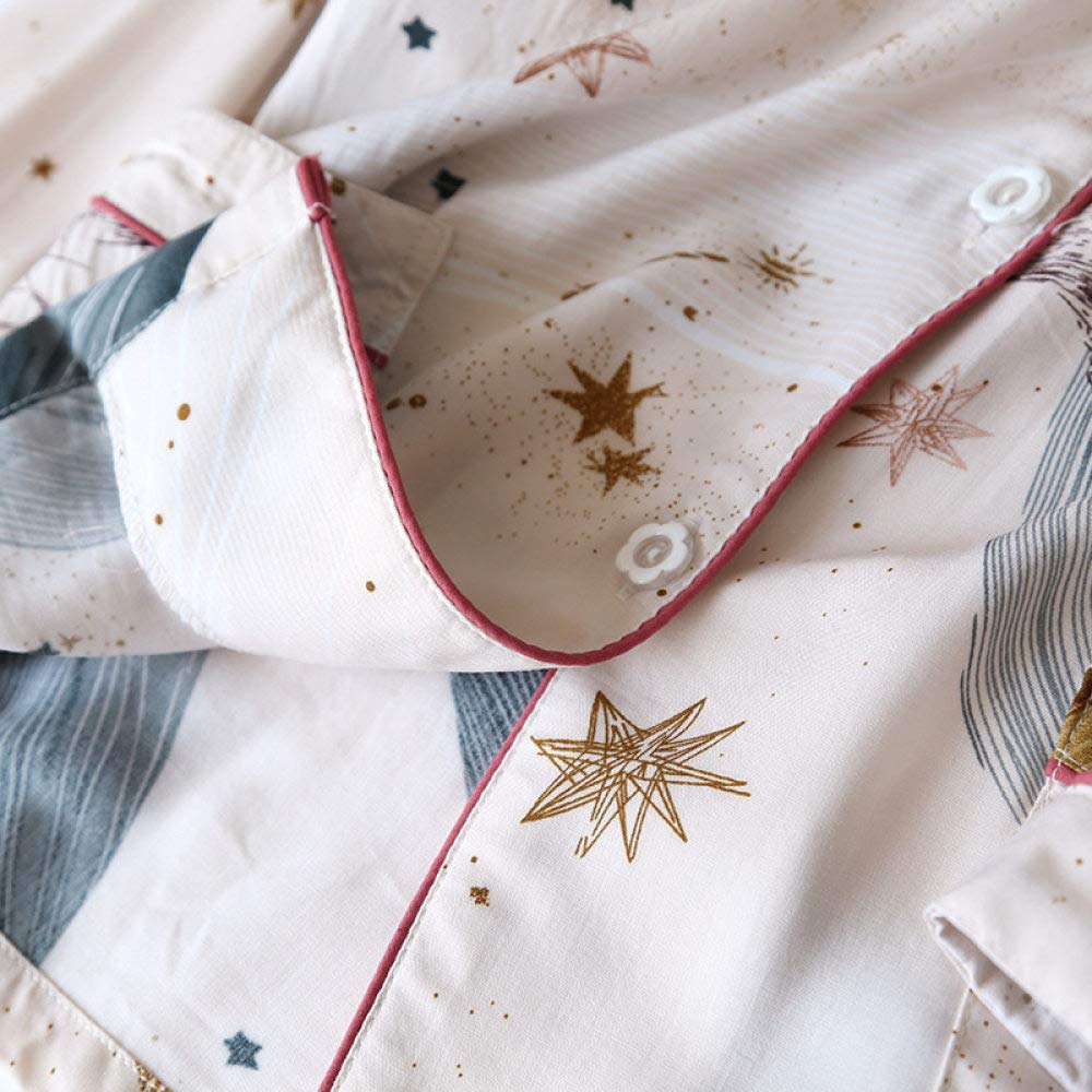 Conjunto De Pijamas De Mujer,Pijama Suave De Algodón Viscosa 100% Con Bolsillos Estampado Fino Manga Larga Con Botones Conjuntos De Pijamas Ropa De Dormir De Verano Ropa De Dormir Ropa De Dormir,Bei