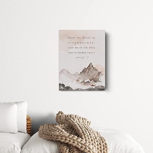Miniatura 3 de Lienzo decorativo con versículo bíblico en acuarela When My Heart is Overwhelmed Salmo 61 2 pósteres de pintura de pared, obras de arte de 12 x 15