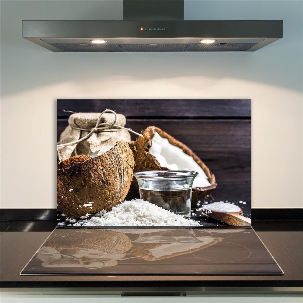 CTC-Trade Coprifornelli In Vetro Temperato 80x52 Cm - Piastra Protettiva Per Piano Cottura Ceramico, Induzione, Elettrico - Motivo Frutta Rosso E Nero - 2
