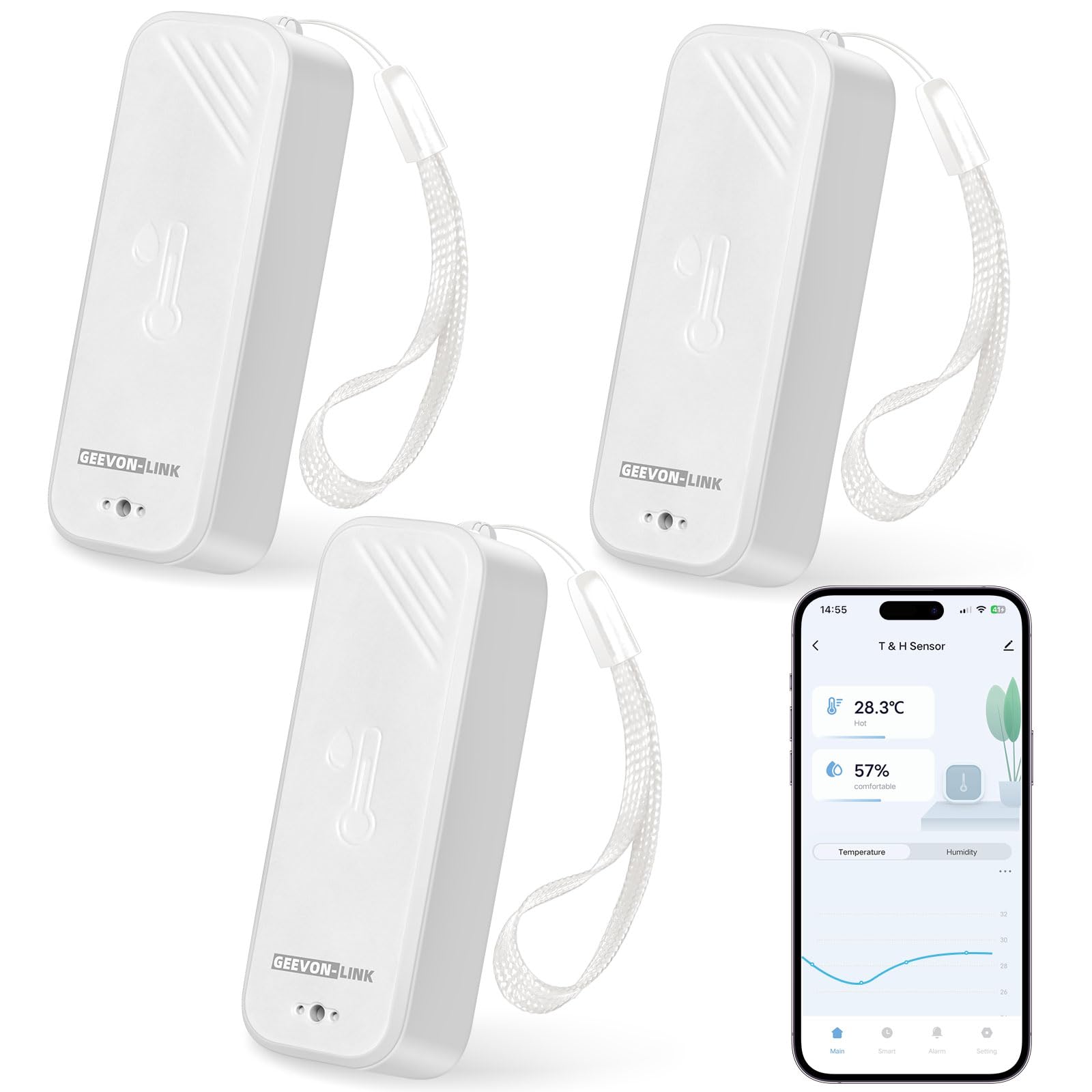 Termometro e igrometro WiFi, sensore di temperatura intelligente di umidità con notifica app, esportazione di archiviazione dati gratuita, monitor remoto wireless per serre, incubatrice e