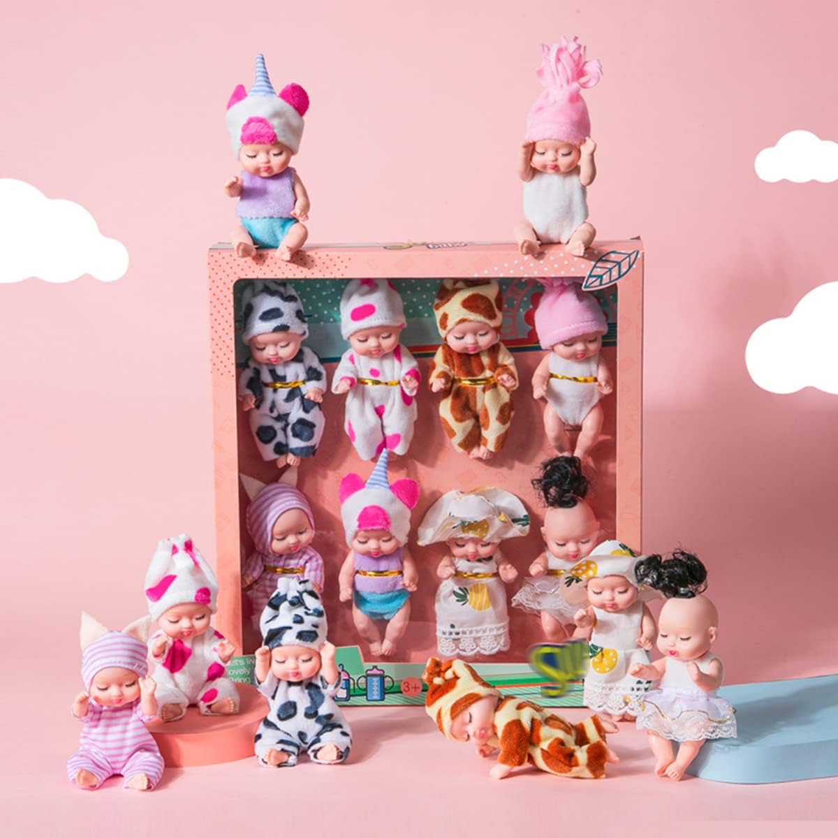 HOTBEST 8 Pcs 4.5inch Mini Reborn Baby Dolls, Lifelike