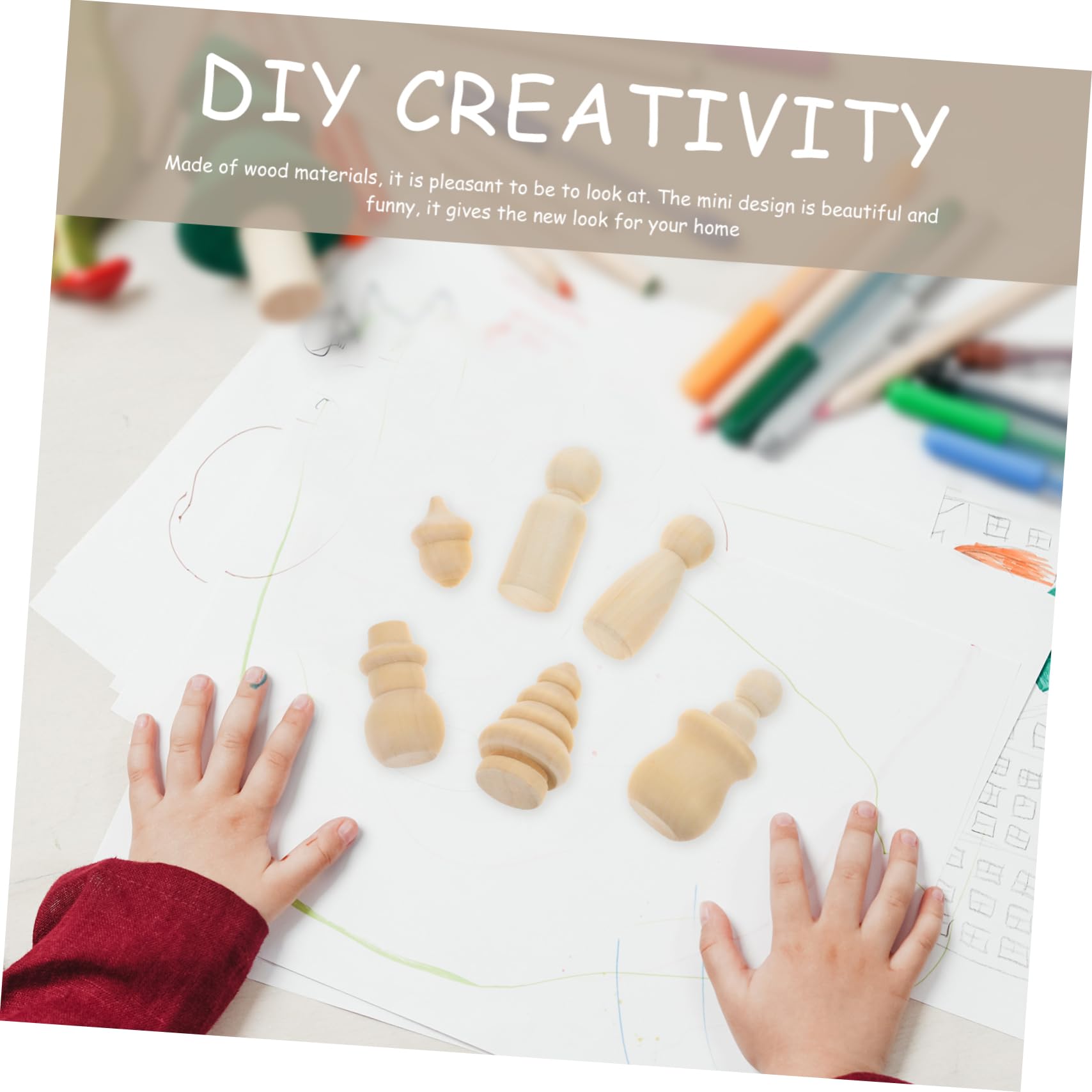 NUOBESTY Muñecas de Madera DIY sin Terminar para Pintar, Set Creativo Figuras de Árbol y Muñeco de Nieve para Decorar Dormitorio u Oficina