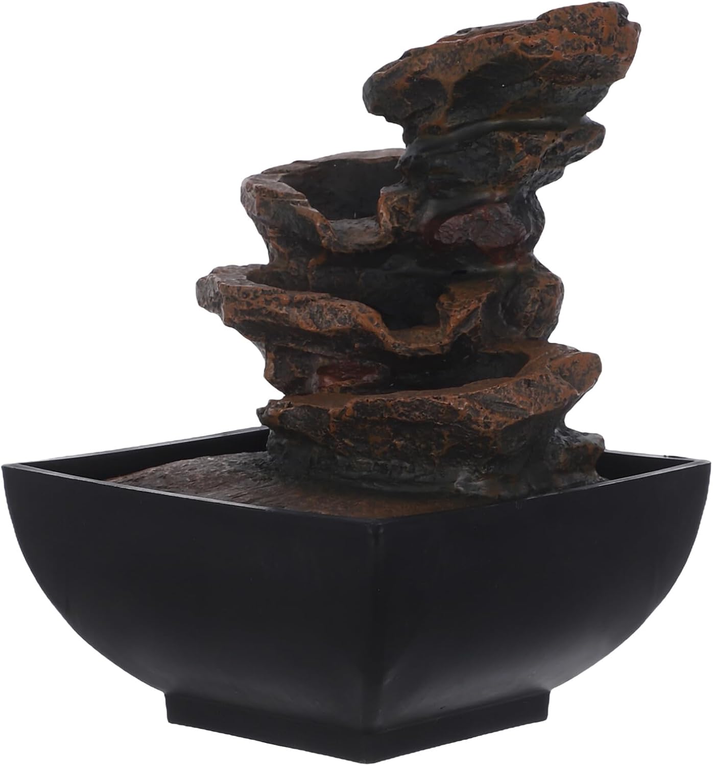 Tabletop Water Fountain with Soothing Waterfall Sounds and LED Lights Small Indoor Desk Fountain for Zen Relaxation and Home Decor US Plug Lightweight and Easy Maintenance