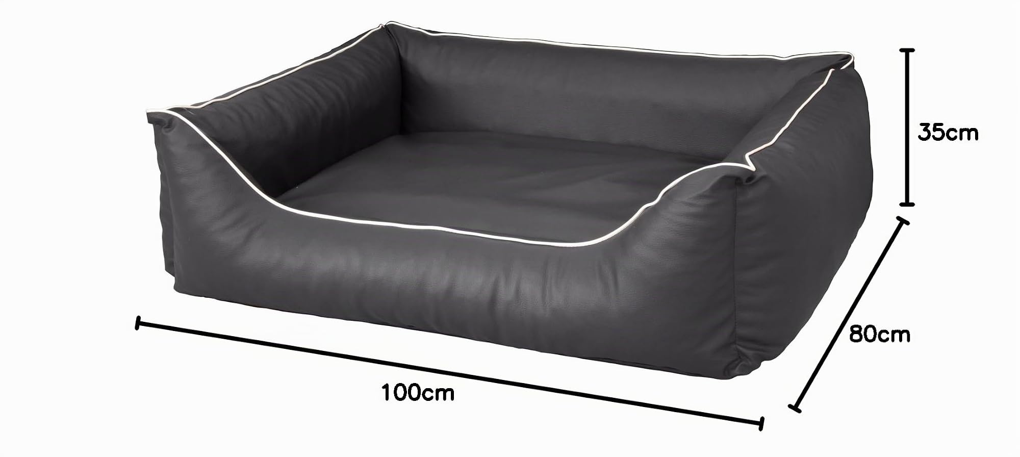 Orthopädisches Hundebett Kunstleder mittelgroße Hunde – Waschbares Hundekissen 【Wendebett】 Hundebett Leder - Formstabiles Hundesofa - Hundekörbchen mit erhöhten Rand, dog bed Grau 100 x 80 cm