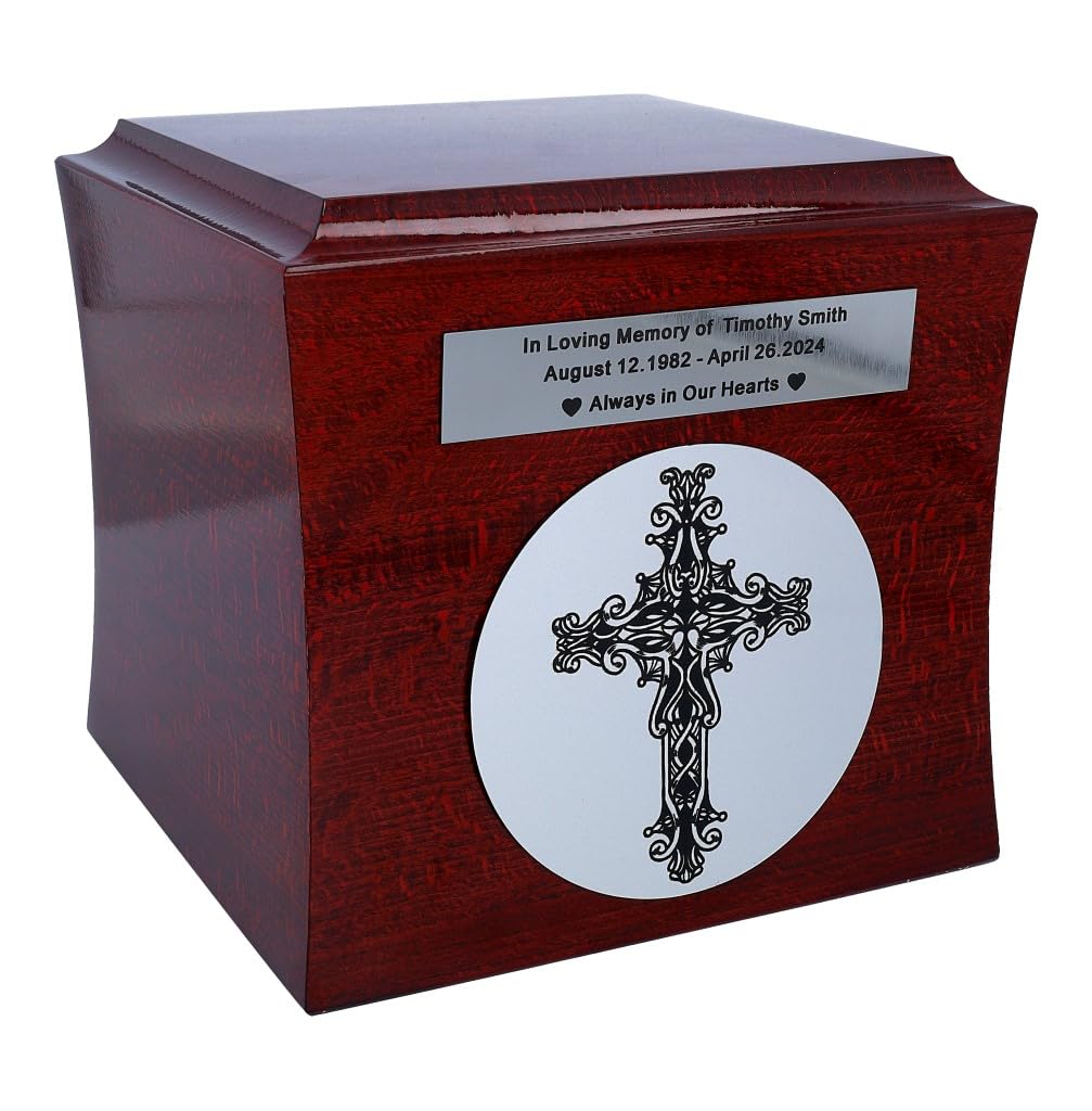 Urna kremacyjna z celtyckim krzyżem na ludzkie prochy symbol celtycki urna pamiątkowa skrzynka celtycki pogrzeb drewniana nowoczesna urna na prochy motyw urny hołd (wzór 1 / tabliczka)