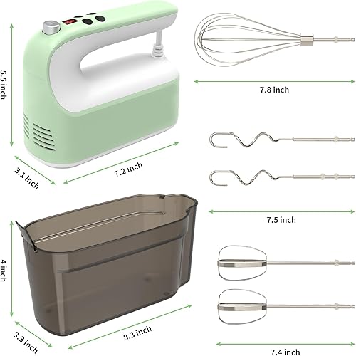 Miniatura 8 de CBQ Batidora de mano eléctrica, mezclador de mano de 9 velocidades y 400 W con digital, botón táctil, turbo, estuche de almacenamiento para