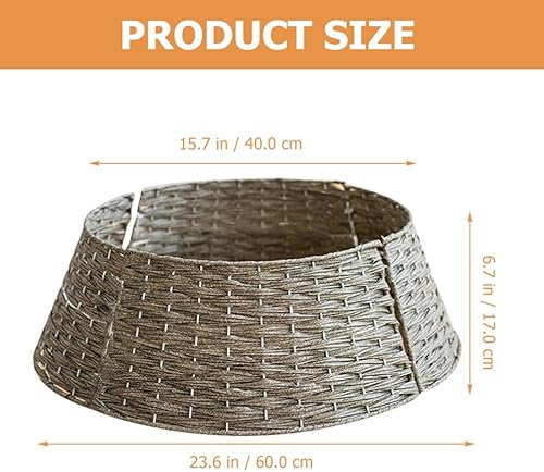 Miniatura 6 de PRETYZOOM Collar de árbol de Navidad, falda de árbol de granja, anillo de árbol rústico, árbol artificial, collar de árbol de Navidad, cubierta base