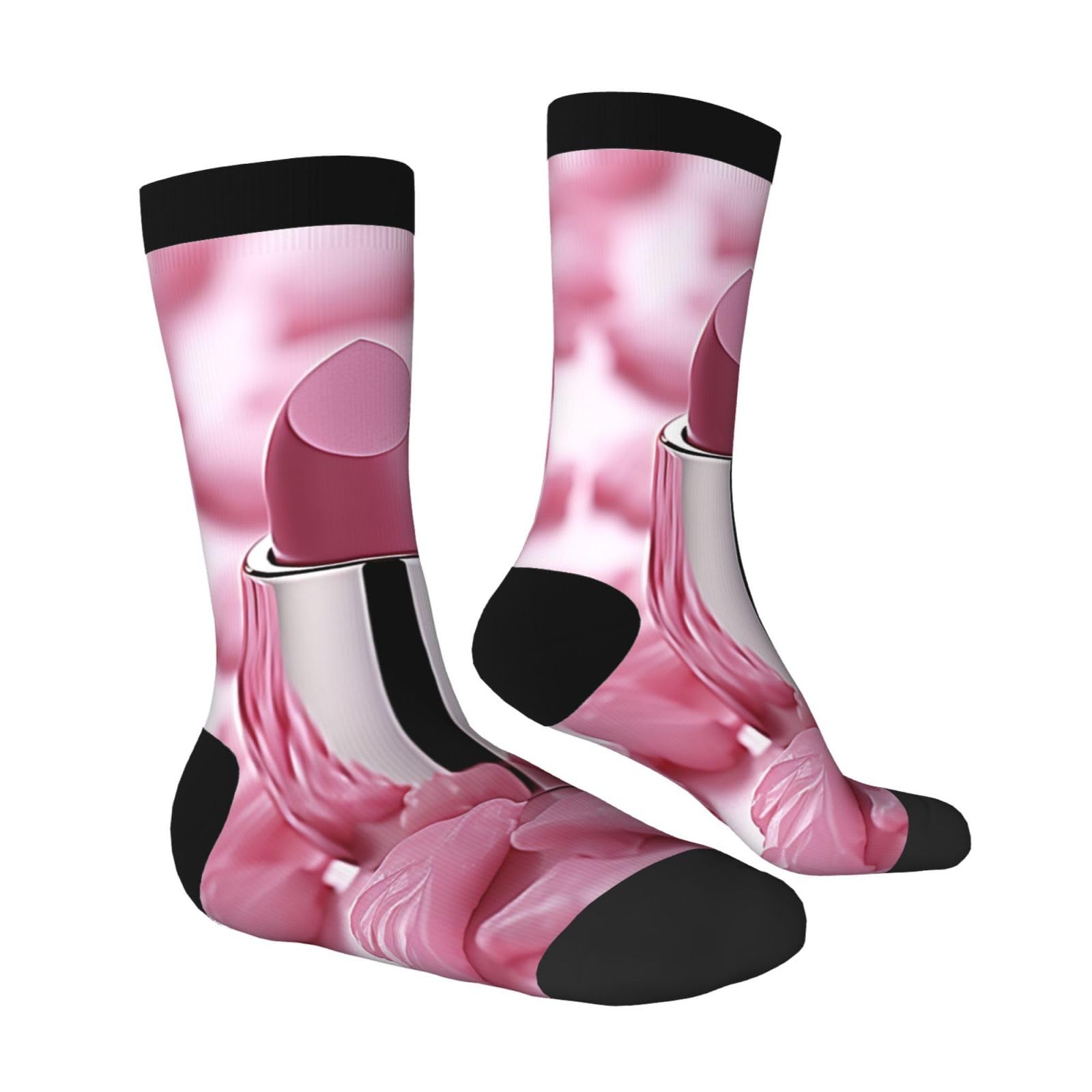 LZQPOEAS Lipstick Pattern Athletic Socks Unisex Cushioned Crew Socks Hiking Running Calf Sock Soft Above Ankle Sock