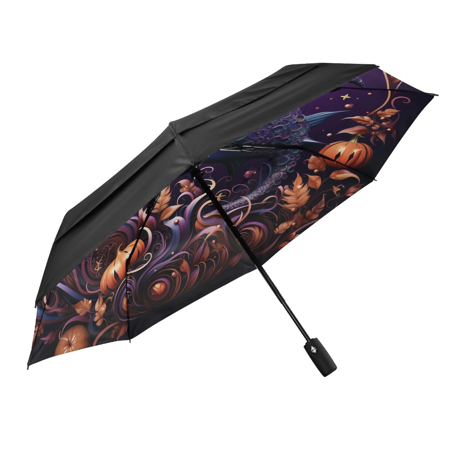 Peces Monstruo De Halloween Paraguas de Viaje Resistente al Viento Apertura Cierre AutomáTicos,Compacto con ProteccióN Solar UPF 50+ Ideal para JóVenes Chicas