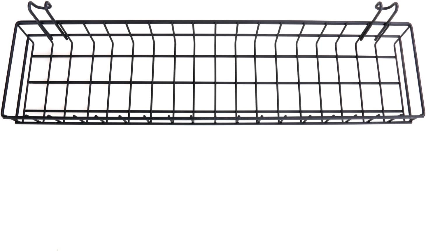 Kaforise Hanging Basket for Wire Wall Grid Panel, Multi-Function Wall Storage and Display Basket, Medium Size, Black Painted