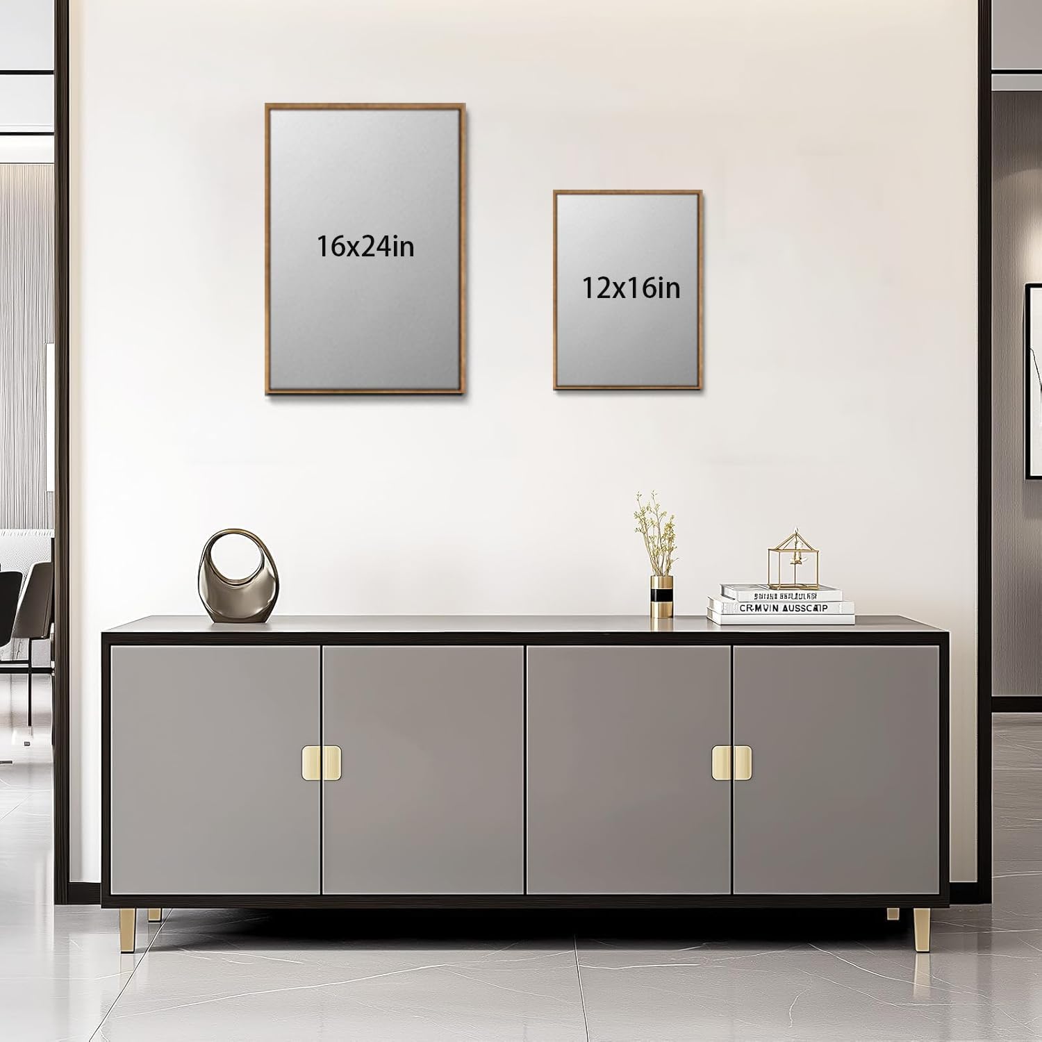 Yolbcdr Framed Wall Art Abstract Canvas Wall Art Set of 2 Black White Decor Pictures Modern Print Artwork for Bedroom Living Room Office 16x24 inch Framed