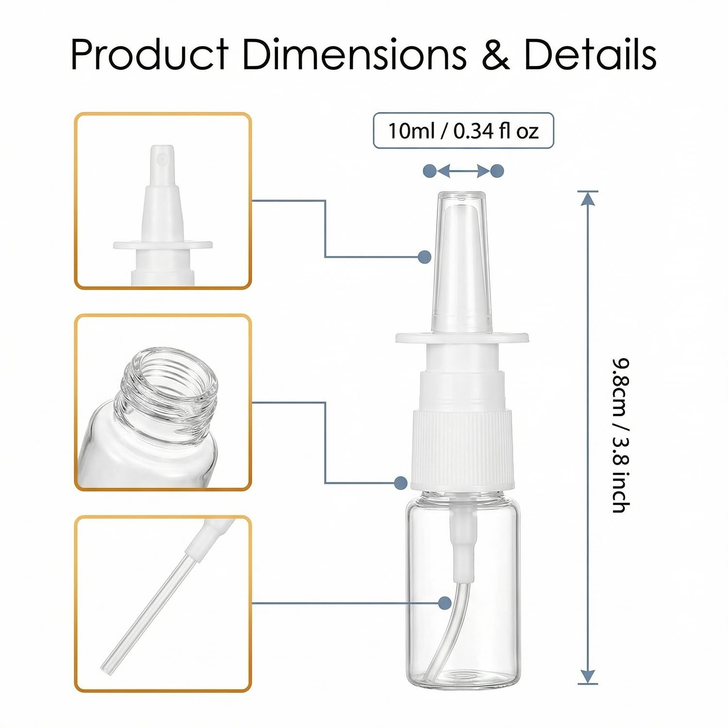 5 pezzi flacone spray, atomizzatore ricaricabile in plastica da 10 ml con pompa a nebulizzazione fine per spray nasale, profumo e ricariche di olio (trasparente)